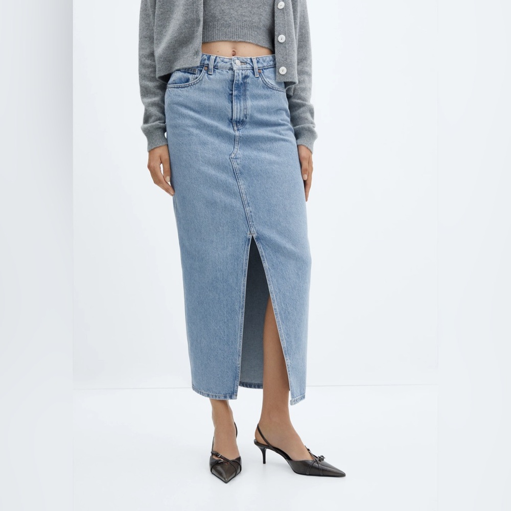 Mango Slit Denim Skirt S